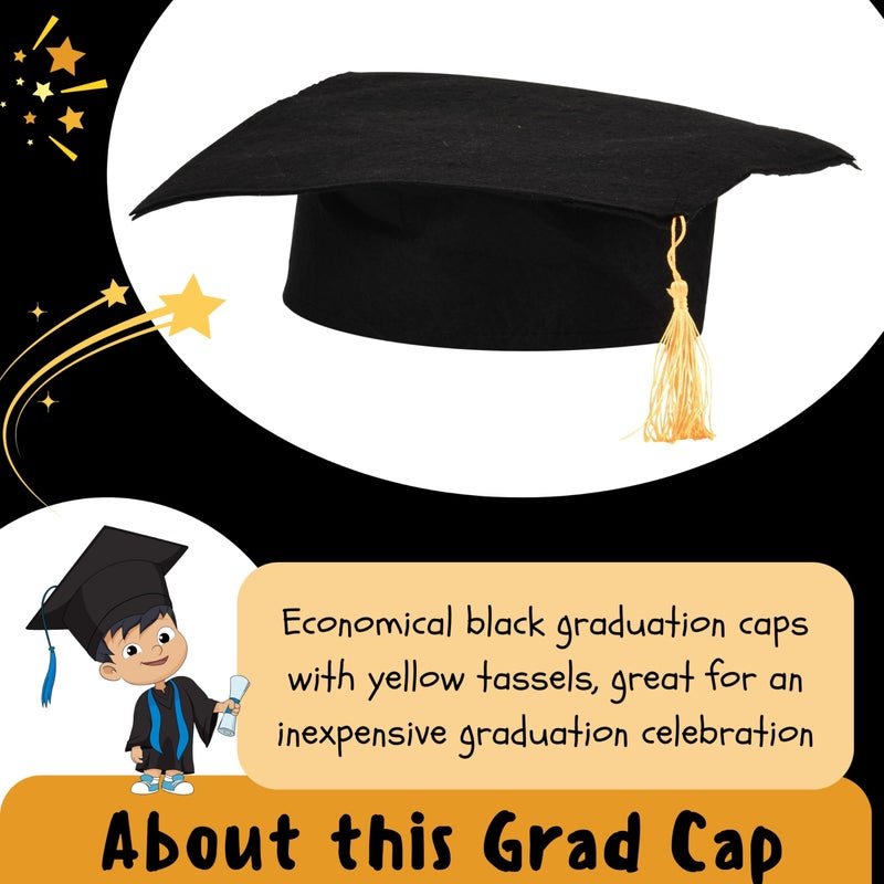 U.S. Toy U. S. Toy Kindergarten Black Graduation Caps w/Gold Tassel, Preschool Graduation Cap for Boys and Girls, Customizable, Teacher Supplies, 12-Pack, 3 Years & Older - Image 2